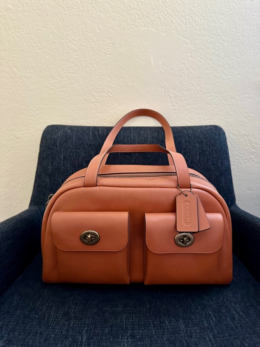 Coach Twin Turnlock Bag Dark Brass/Toffee